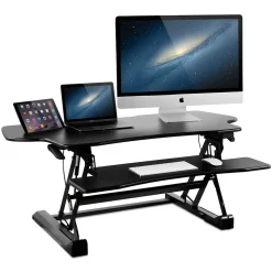 Mount-It! 12"W Rectangular Adjustable Metal Standing Desk Converter, Black (MI-7925)