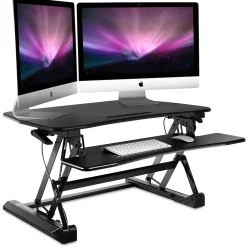 Mount-It! 35.5"W Rectangular Adjustable Metal Standing Desk Converter, Black (MI-7955)