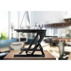 Mount-It! 35.5"W Rectangular Adjustable Metal Standing Desk Converter, Black (MI-7955)