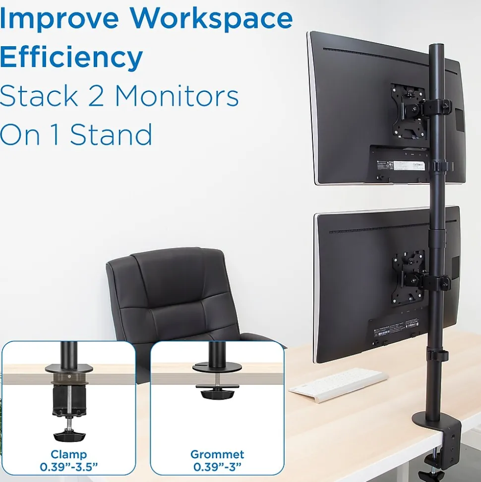 Mount-lt! Adjustable Monitor Mount, Up to 32" Monitor, Black (MI-1768)