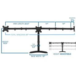 Mount-lt! Adjustable Triple Monitor Stand, Up to 27