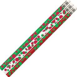 MUSGRAVE® Dots of Christmas Fun Motivational Pencils, Assorted Colors, Pack of 144 (MUS2528G)
