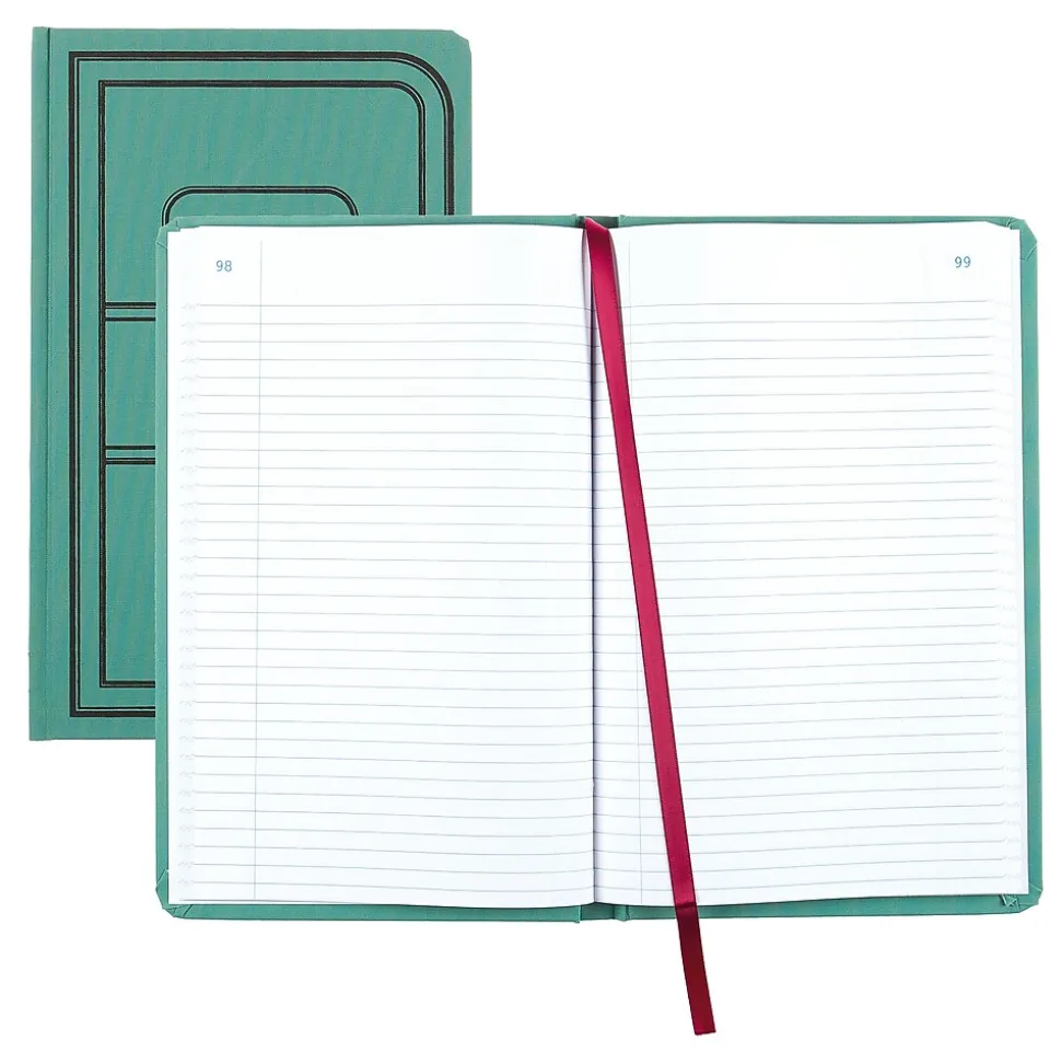National Brand Canvas Tuff Series Record Book, 7.63" x 12.13", Green, 150 Sheets/Book (A66300R)