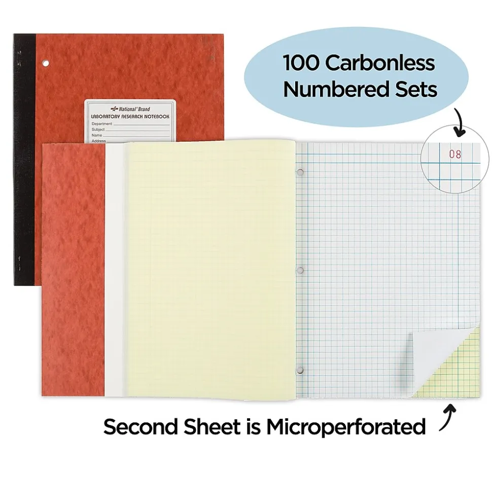 National Brand Laboratory 1-Subject Computation Notebooks, 9.25" x 11", Quad, 200 Sheets, Brown (43649)