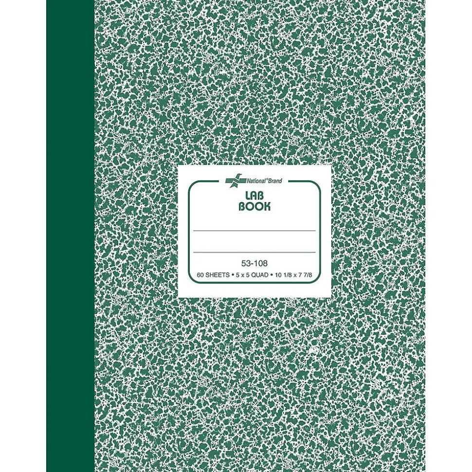 National Brand Laboratory 1-Subject Composition Notebooks, 7.875" x 10.125", Quad, 60 Sheets, Green (RED53108)