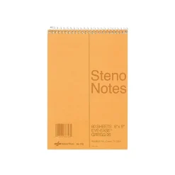 National Brand Steno Pad, 6" x 9", Gregg, Brown Cover, 80 Sheets/Pad (36746)