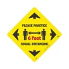 National Marker Walk-On™ Floor Decal, "Please Practice Social Distancing," 12" x 12", Yellow (WFS71)