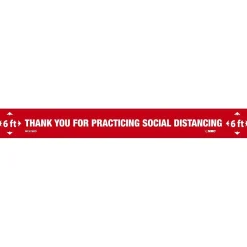 National Marker Walk-On™ Floor Decal, "Thank You for Practicing Social Distancing," 2.25" x 20", Red/White, 10 (WFS78RD10)