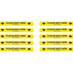 National Marker Walk-On™ Floor Decal, "Please Wait Here," 2.25" x 20", Yellow/Black, 10 (WFS8110)