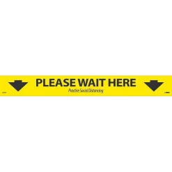 National Marker Walk-On™ Floor Decal, "Please Wait Here," 2.25" x 20", Yellow/Black, 10 (WFS8110)