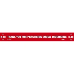 National Marker Walk-On™ Floor Decal, "Thank You for Practicing Social Distancing," 2.25" x 20", Red/White (WFS78RD)
