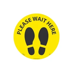 National Marker Walk-On™ Floor Decal, "Please Wait Here," 8", Yellow/Black (WFS83YL)