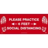 National Marker Walk-On™ Floor Decal, "Please Practice Social Distancing," 8" x 20", Red/White (WFS74)