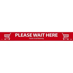 National Marker Walk-On™ Floor Decal, "Please Wait Here," 2.25" x 20", Red/White, 10 (WFS8010)