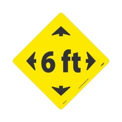 National Marker Walk-On™ Floor Decal, "6 Ft," 12" x 12", Yellow (WFS79YL)