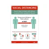 National Marker Wall Sign, "Social Distancing," Plastic, 14" x 10", Green/White/Red (M0148RB)