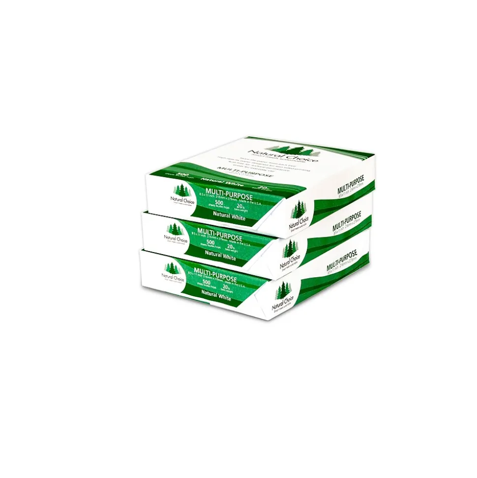 Natural Choice 8.5" x 11" Multipurpose Paper, 20 lbs., 92 Brightness, 5000 Sheets/Carton (MNW000-01)