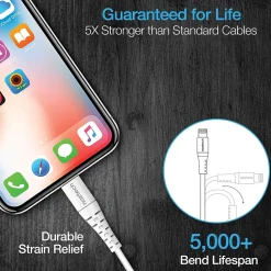 Naztech 14138 4 ft. Fast Charge MFi Lightning to USB-C Cable, White