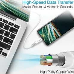 Naztech 14138 4 ft. Fast Charge MFi Lightning to USB-C Cable, White