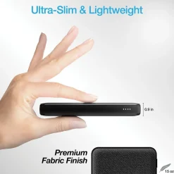 Naztech 20,000 mAh 18 Watt PD+QC Fast Charge High-Capacity Fabric Power Bank, Black (15143)