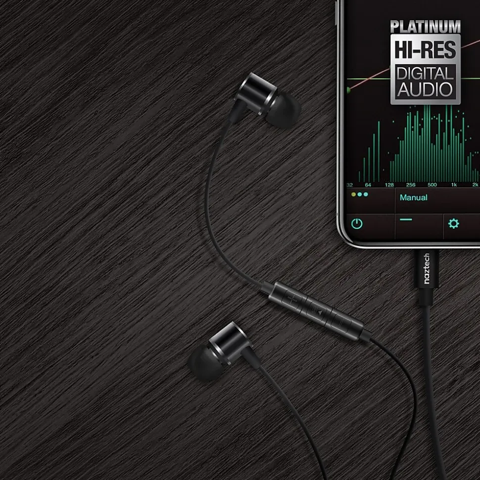 Naztech Platinum MFi Lightning Earbuds, Black (14203)