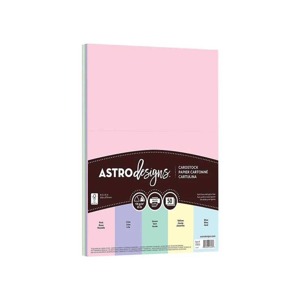 Neenah Paper Astrodesigns 65 lb. Cardstock Paper, 8.5" x 11", Pastel Assortment, 50 Sheets/Pack (91803)