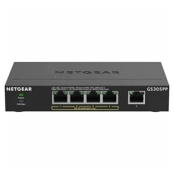 Netgear GS305PP 5-Port Gigabit Ethernet PoE+ Unmanaged Switch, Black (GS305PP-300NAS)