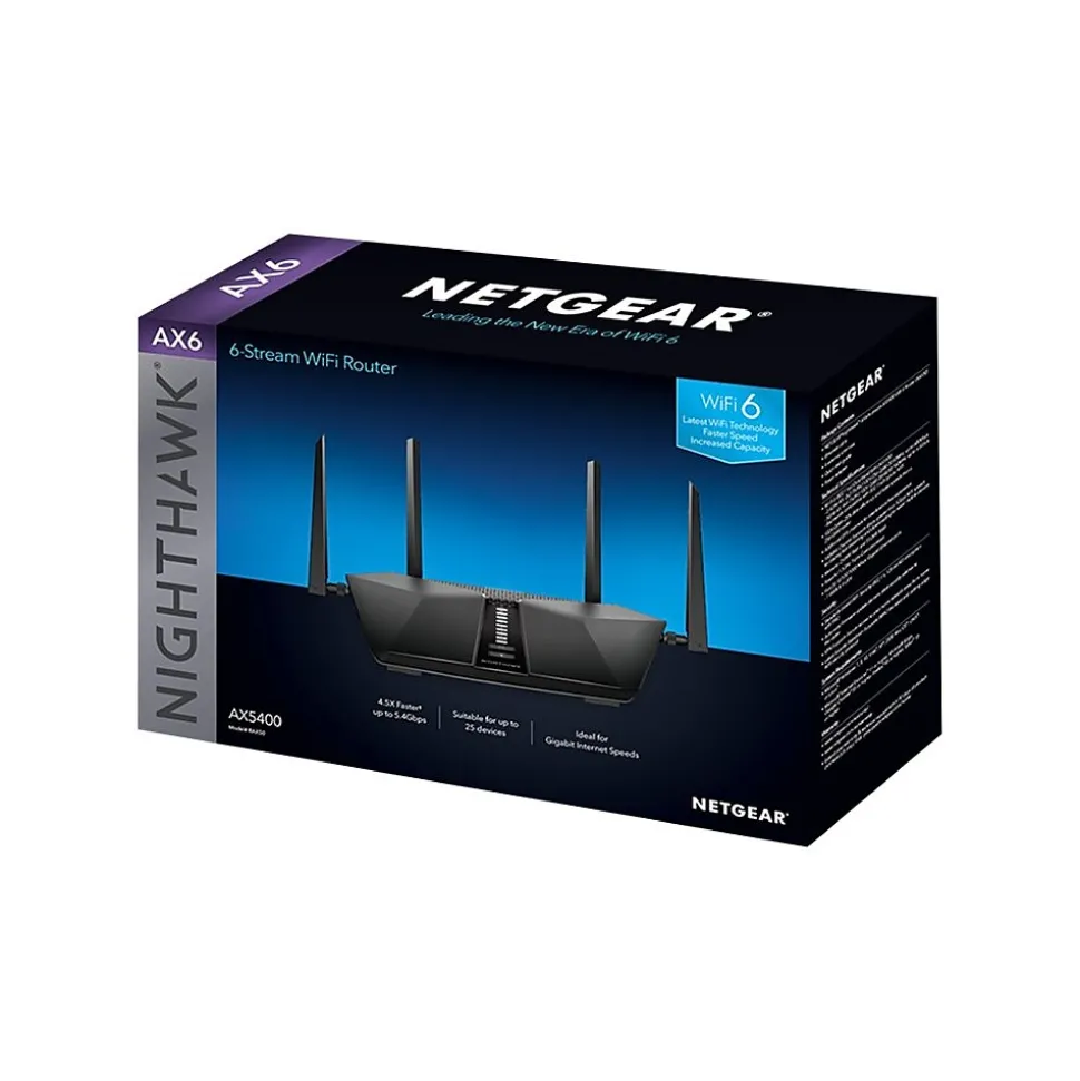 Netgear Nighthawk AX5400 Dual Band Gaming Router, Black (RAX50-100NAS)