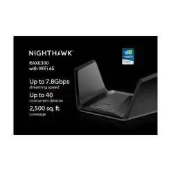 Netgear Nighthawk AXE7800 7800Mbps Tri-Band MU-MIMO 6E Router, Black (RAXE300-100NAS)