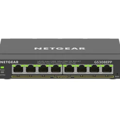 Netgear Plus 8-Port Gigabit Ethernet PoE Managed Switch, Black (GS308EPP-100NAS)