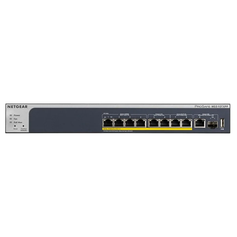 Netgear 10-Port Gigabit Ethernet Smart Switch, Blue (MS510TXPP-100NAS)