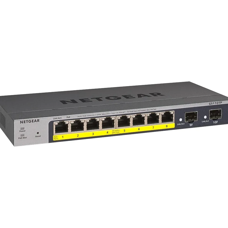 Netgear Smart Managed Pro 8-Port Gigabit Ethernet Smart Switch (GS110TP-300NAS)