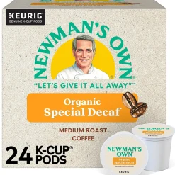 Newman's Own Organics Special Decaf Coffee, Medium Roast, 0.31 oz. Keurig® K-Cup® Pods, 24/Box (4051)