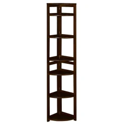 Niche Flip Flop 5 Shelf 67"H Corner Folding Bookcase, Mocha Walnut (FFC6712MW)