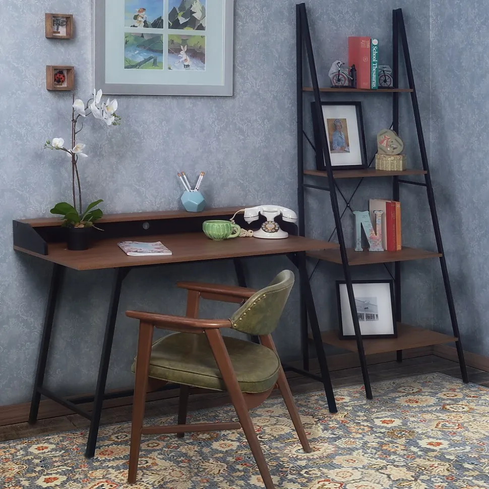 Niche Soho 4 Shelf 72"H Ladder Bookcase, Urban Walnut (NSBC7224UW)