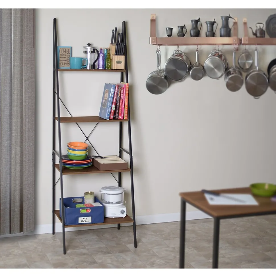 Niche Soho 4 Shelf 72"H Ladder Bookcase, Urban Walnut (NSBC7224UW)