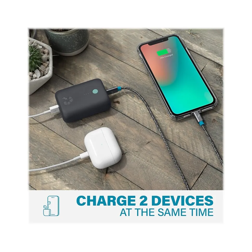 Nimble CHAMP USB Type-A/Type-C Power Bank for Most Smartphones, 10000mAh, Charcoal (NB-CPC-10K-PD-GRY)