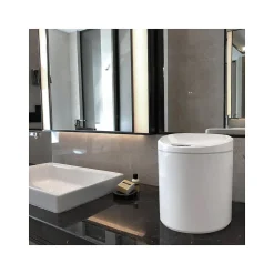 Nine Stars Plastic Sensor Trash Can, 2.1-Gallon, White (DZT-8-29)