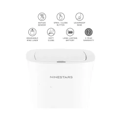 Nine Stars Plastic Sensor Trash Can, 2.6-Gallon, White (DZT-10-11)