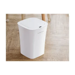 Nine Stars Plastic Sensor Trash Can, 2.6-Gallon, White (DZT-10-11)