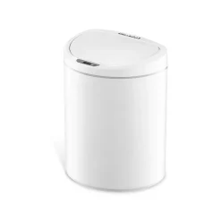 Nine Stars Plastic Sensor Trash Can, 2.6-Gallon, White (DZT-10-29)