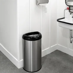 Nine Stars Stainless Steel Trash Can, 13.2 Gal., Black (OTT-50-19BK)