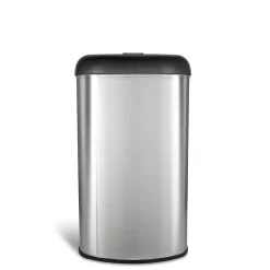 Nine Stars Stainless Steel Trash Can, 13.2 Gal., Black (OTT-50-19BK)