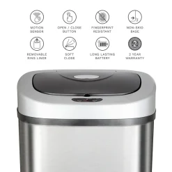 Nine Stars Stainless Steel Motion Sensor Trash Can, 21.1 Gallon (DZT-80-4)