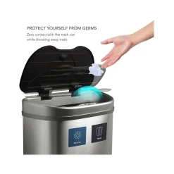 Nine Stars Stainless Steel Dual-Compartment Motion Sensor Trash Can, 18.5-Gallon, Silver (DZT-70-R3)