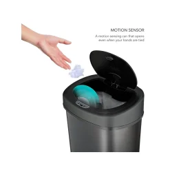 Nine Stars Stainless Steel Sensor Trash Can, 13.2-Gallon, Black (DZT-50-9BK)