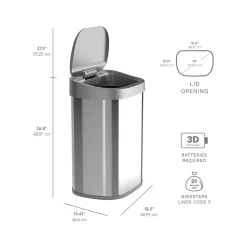 Nine Stars Stainless Steel Sensor Trash Can, 21.1-Gallon, Silver (DZT-80-35)