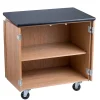 NPS® 36"H Mobile Science Cabinet With Adjustable Height Shelf, High Black Top/Light Oak Frame (MSC24361)