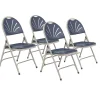 NPS 1100 Series Deluxe Fan Back With Triple Brace Double Hinge Folding Chair, Dark Blue, 4 (1115/4)