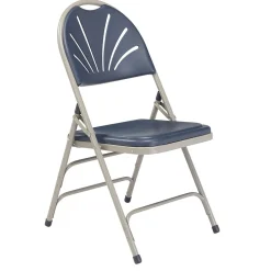 NPS 1100 Series Deluxe Fan Back With Triple Brace Double Hinge Folding Chair, Dark Blue, 4 (1115/4)